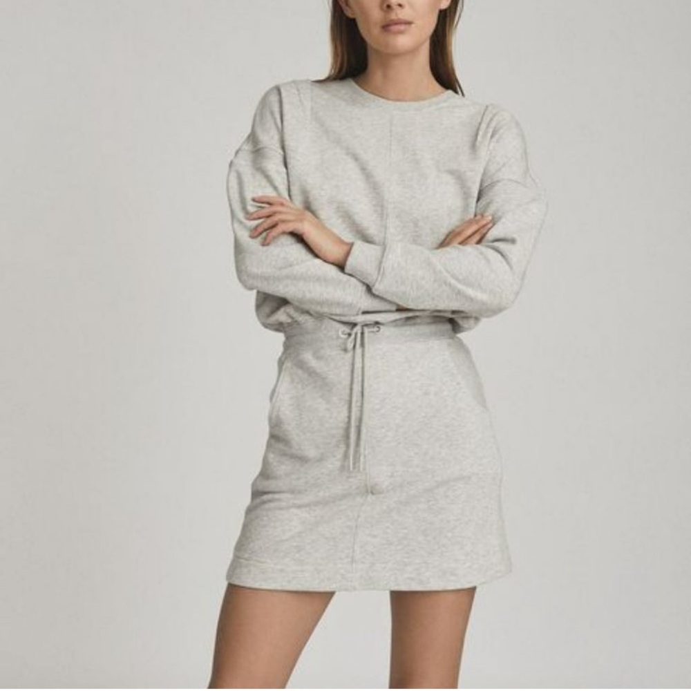 Reiss Grey Marl Jetta Jersey Sweater Dress
